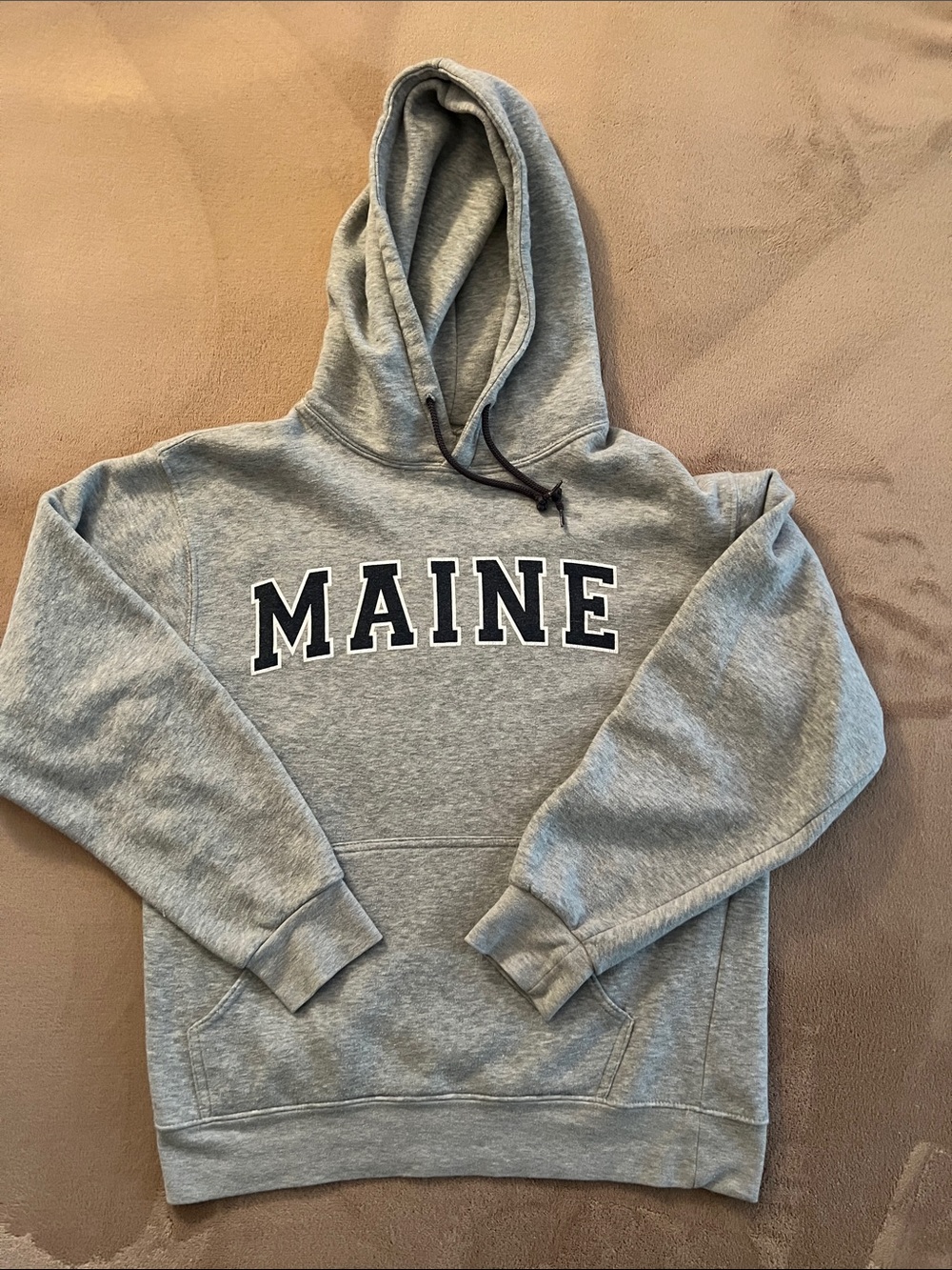 Maine Classic Gray Fleece Hoodie Sweatshirt - Men Small